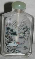 011419 CHINESE REVERSE PAINTED CRYSTAL SNUFF BOTTLE