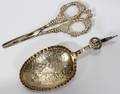010360 DUTCH STERLING SCISSORS  SERVING SPOON C 1888