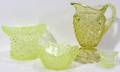 122379 VASELINE YELLOW VICTORIAN GLASS PITCHER