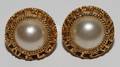 121431 CHANEL FAUX PEARL EARCLIPS PAIR