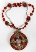 112383 CARNELIAN NECKLACE WITH AGATE PENDENT L 13