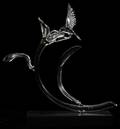 111444 GOYOL CRYSTAL HUMMINGBIRD SCULPTURE H 13