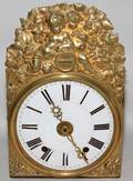 102374 FRENCH BRASS REPOUSSE CLOCK 19TH C H 16