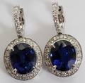 102383 1275 LAB CREATED SAPPHIRE  DIAMOND EARRINGS