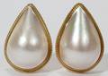 101480 14KT YELLOW GOLD  MABE PEARL EARRINGS PAIR