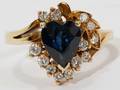 101484 14KT GOLD BLUE SAPPHIRE  DIAMOND RING
