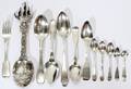 092357 SILVER SPOON AND FORK GROUPING 11 SPOONS  ONE