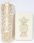 091425 CHINESE IVORY CRIBBAGE BOARD  CARD CASE