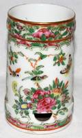 091417 ROSE MEDALLION STYLE PORCELAIN BRUSH JAR