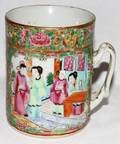 091408 CHINESE ROSE MEDALLION PORCELAIN MUG H 4 14