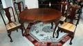 120358 QUEEN ANNE STYLE MAHOGANY DINING TABLE  CHAIRS
