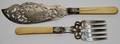 012440 ENGLISH SILVER PLATE FISH SET WIVORY HANDLES