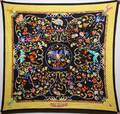 012419 HERMES PLEATED SILK SCARF 34 X 34