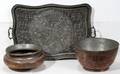 011457 MIDDLE EASTERN COPPER VESSELS  A SILVERED TRAY