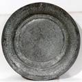 011456 ISLAMIC ANTIQUE PEWTER CHARGER DIA 15