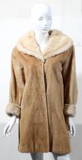 011453 MINK COLLAR AND CUFFS COAT L 36