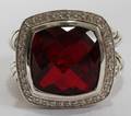 010387 DAVID YURMAN STERLING DIAMOND  GARNET RING