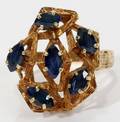 122418 YELLOW GOLD RING WITH MARQUISE CUT SAPPHIRES