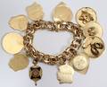 122408 14KT YELLOW GOLD DOUBLE LINK CHARM BRACELET