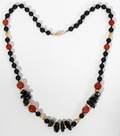 110387 14KT BLACK ONYX  CARNELIAN NECKLACE