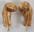 110376 TIFFANY 14 KT YELLOW GOLD FEATHER EARCLIPS