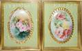 121514 HANDPAINTED PORCELAIN PLAQUES SIGNED PAIR