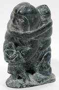 121506 ESKIMO ART INUIT CARVED STONE FIGURE WBABY