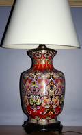 120399 CHINESE CLOISONN VASE CONVERTED TO LAMP H 17