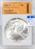 120413 US STERLING SILVER EAGLE 1DOLLAR COIN 1986P