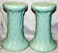 020432 MC COY GREEN POTTERY PEDESTALS ART DECO SIGNED