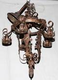 010423 FIVELIGHT PATINATED METAL CHANDELIER H 19