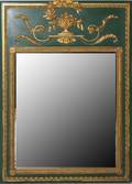 121511 GREEN TRUMEAU MIRROR WITH GOLD ACCENTS