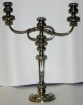 120399 ANTIQUE SILVER PLATE THREE LIGHT CANDELABRA