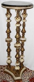 112449 BLACK MARBLE AND GILT AND METAL PEDESTAL