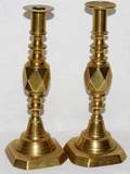 111537 ENGLISH BRASS PUSHUP CANDLESTICKS LATE 19TH C