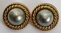 111528 CHANEL FAUX PEARL EARCLIPS PAIR