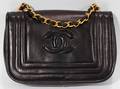 111527 CHANEL NAVY BLUE LEATHER BAG W 7