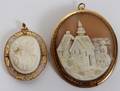 111502 CARVED IVORY  SHELL CAMEO BROOCHES TWO