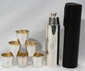 102444 STERLING WHISKEY FLASK 6 PLUS SIX CUPS C 1930