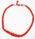 121573 CORAL BEAD NECKLACE C 1930 L 16
