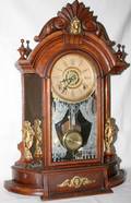 121560 WM GILBERT CLOCK CO OAK CLOCK 19TH C H 24