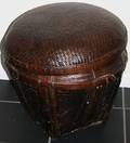 120458 WOVEN CANE BASKET WITH LID C1950 H 18 DIA 18