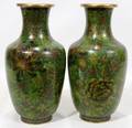 120452 CHINESE ENAMEL CLOISONN VASES 2 PCS H 10