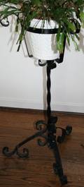 120443 WROUGHT IRON PLANT STAND C1930 H 36 DIA 17