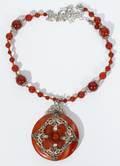 120440 CARNELIAN NECKLACE WITH AGATE PENDANT L 18