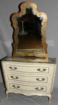112502 PAINTED MIRROR  DRESSER C 1940S