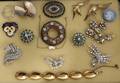 111572 VINTAGE STERLING BROOCHES LOT OF 14  BRACELET