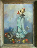 Oil on canvas portrait of a clown