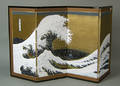 Japanese folding screen depicting the great wave off Kanagawa