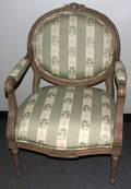 102509 BAKER LOUIS XVI STYLE UPHOLSTERED ARMCHAIR